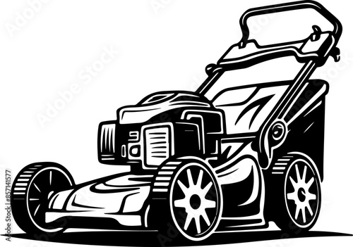 vector illustration of a modern lawnmower silhouette