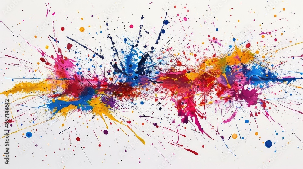 Dynamic paint splatters in artistic formation Dynamic paint splatters in artistic formation