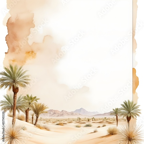 Design-Vorlage im Aquarell-Stil - Briefvorlage - Wüstenlandschaft