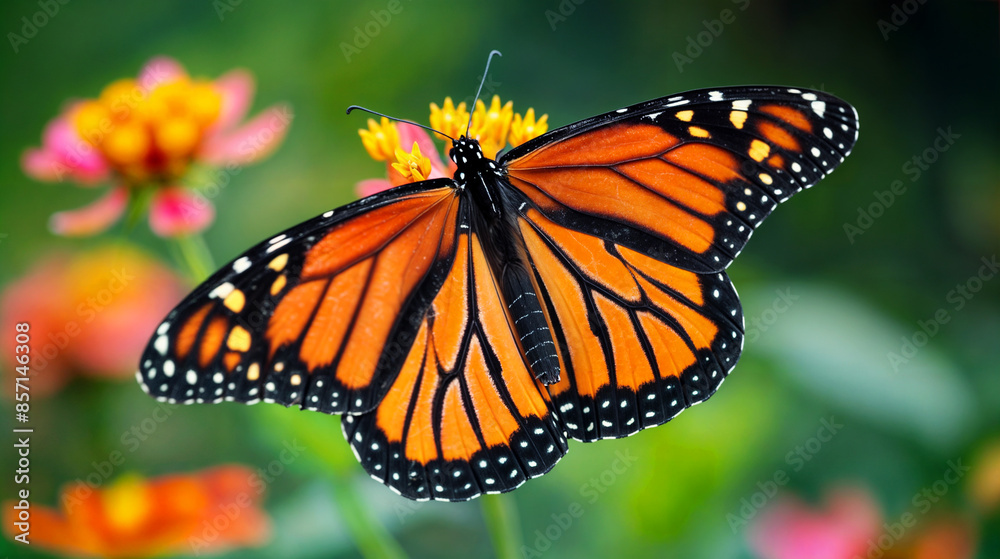 Macro of monarch butterfly sitting on a flower Macro of monarch butterfly sitting on a flower