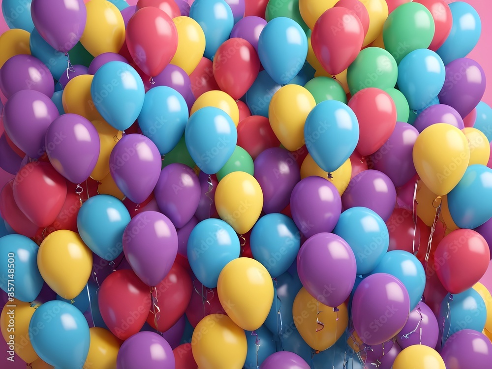 3d wallpaper with multicolored balloons covering the entire space