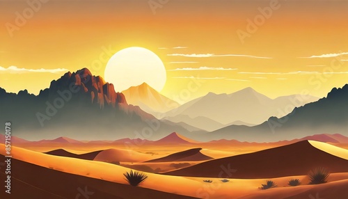 beautiful view of sunset at desert