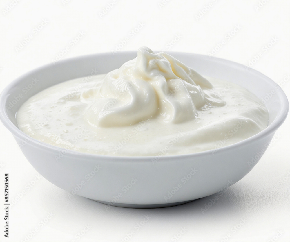 White yoghurt , isolated on white background