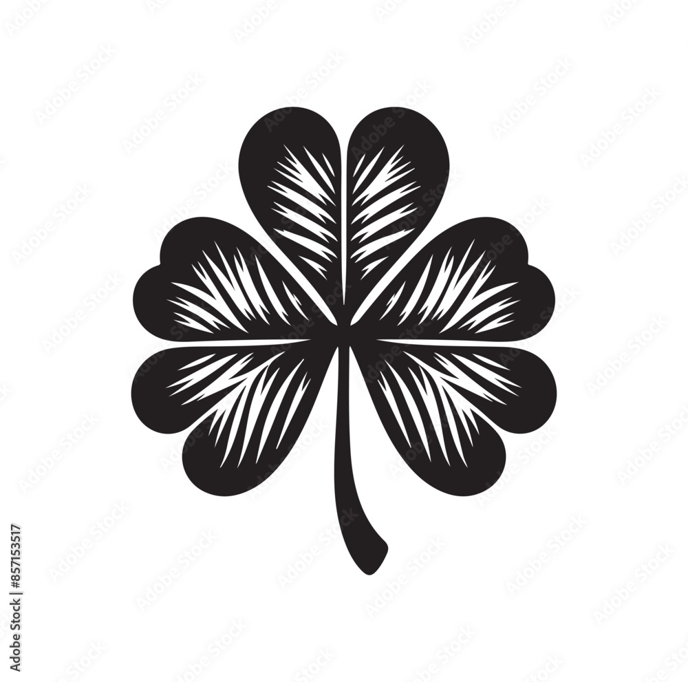 Four leaf clover icon illustration Black icon isolated on white background silhouette Four leaf clover icon illustration Black icon isolated on white background silhouette