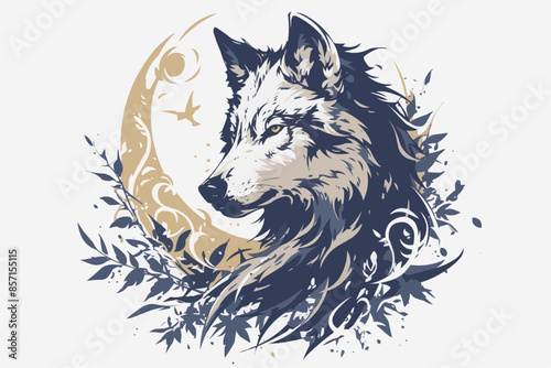 illustration of a wolf's face