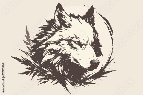 illustration of a wolf's face