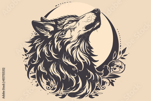 illustration of a wolf's face