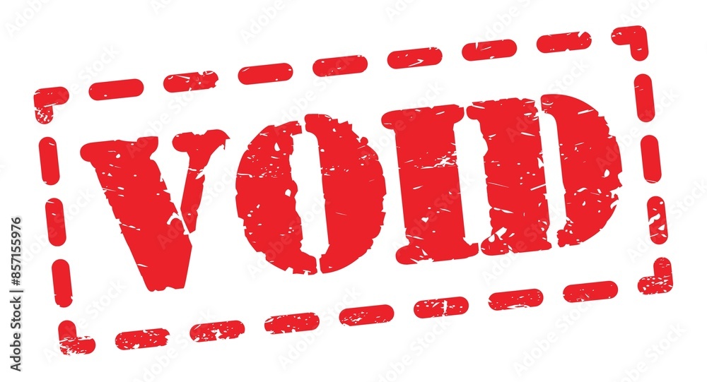 VOID text written on red stamp sign. VOID text written on red stamp sign.