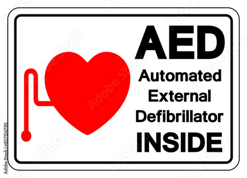 AED Automated External Defibrillator Inside Symbol Sign, Vector Illustration, Isolate On White Background Label .EPS10