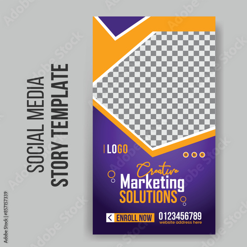 Creative business agency Instagram story design or digital marketing promotional social media stories template and conference webinar