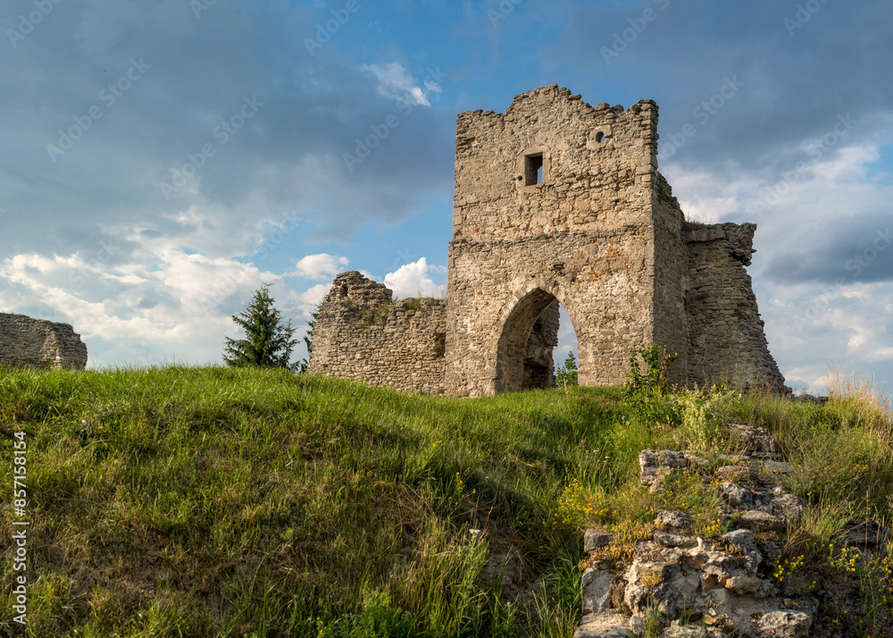 Ancient ruins entrance gate of castle built in 12th century on Bona mountain Kremenets, Ternopil region, Ukraine. Ancient ruins entrance gate of castle built in 12th century on Bona mountain Kremenets, Ternopil region, Ukraine.