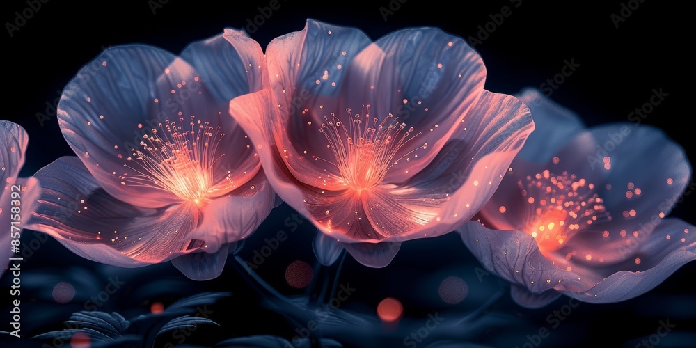 Glowing Floral Illustration With Delicate Petals Glowing Floral Illustration With Delicate Petals