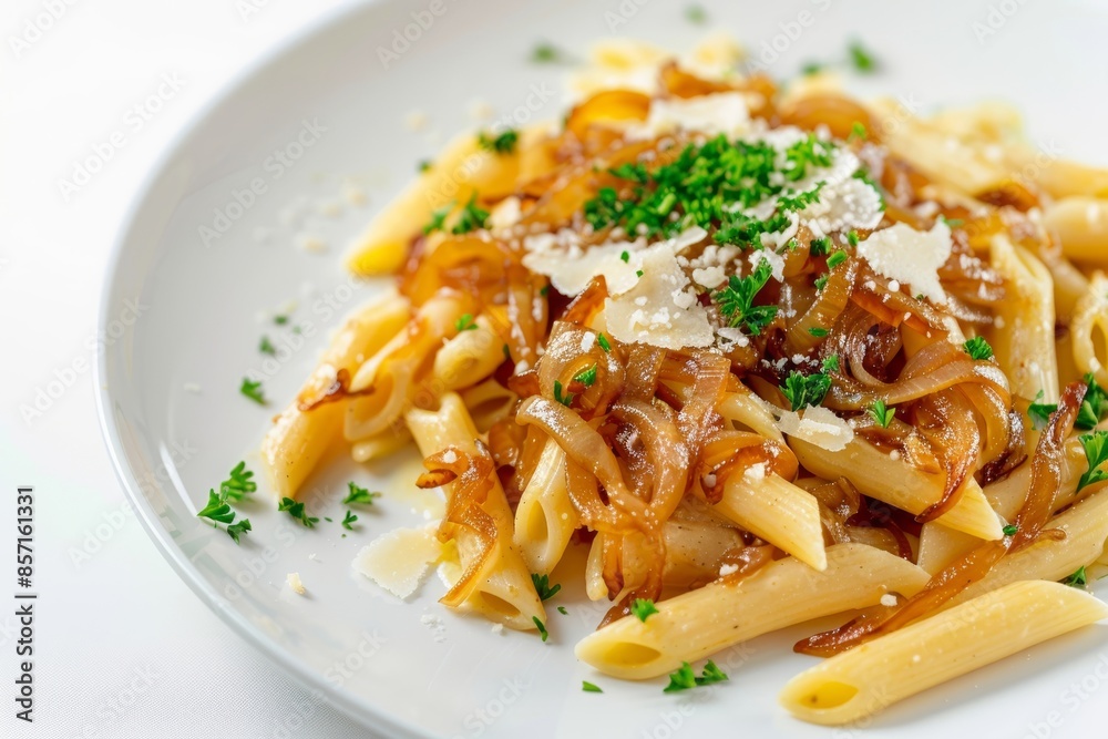 Caramelized Onion Penne Pasta with Creamy Parmesan Drizzle Caramelized Onion Penne Pasta with Creamy Parmesan Drizzle