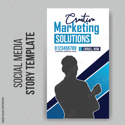 Creative business agency Instagram story design or digital marketing promotional social media stories template and conference webinar