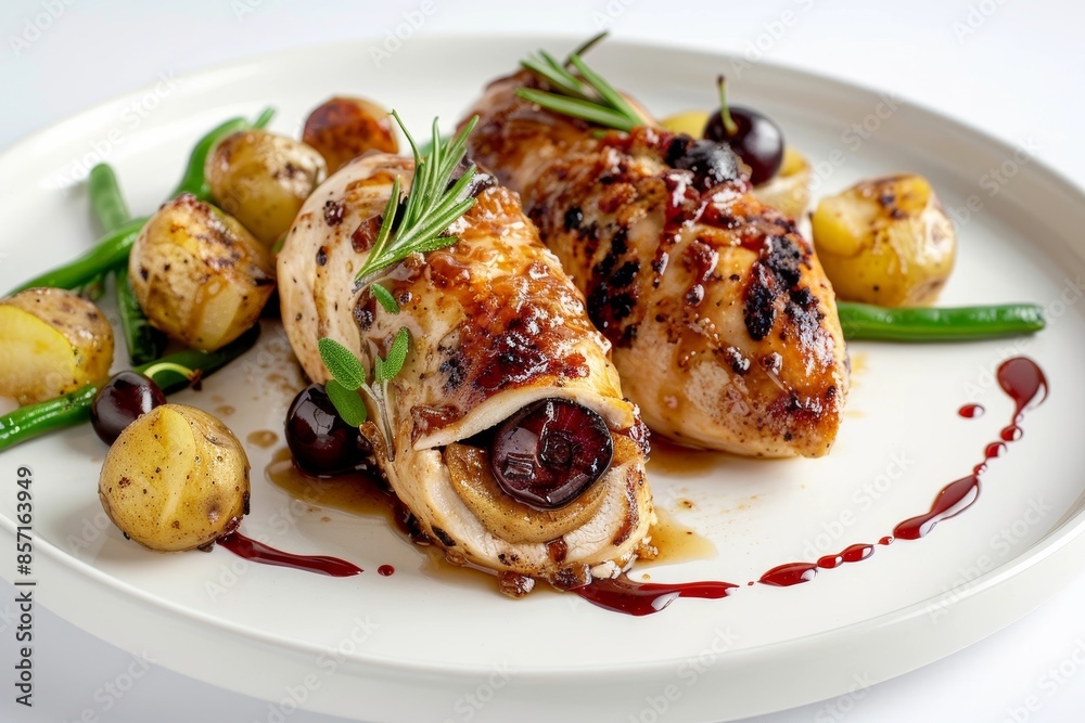 Delectable Caramelized Apple Stuffed Chicken Breast with Fontina and Bing Cherries Delectable Caramelized Apple Stuffed Chicken Breast with Fontina and Bing Cherries