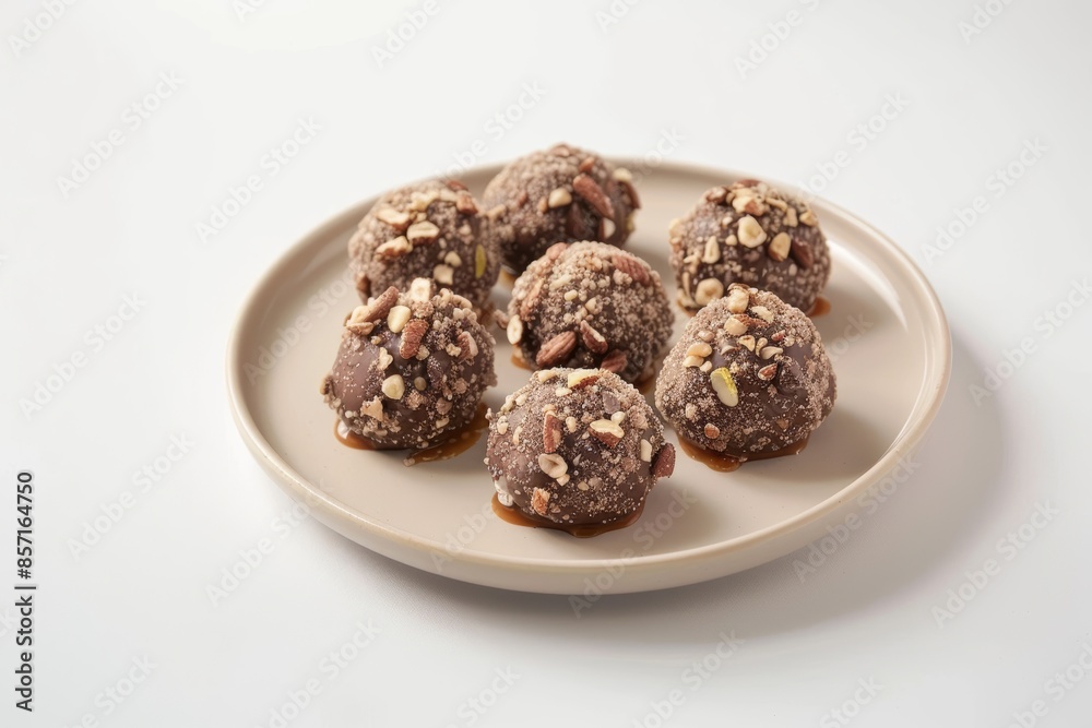 Mouthwatering Caramel-Nut Truffles with Chopped Nuts and Chocolate Shavings Mouthwatering Caramel-Nut Truffles with Chopped Nuts and Chocolate Shavings