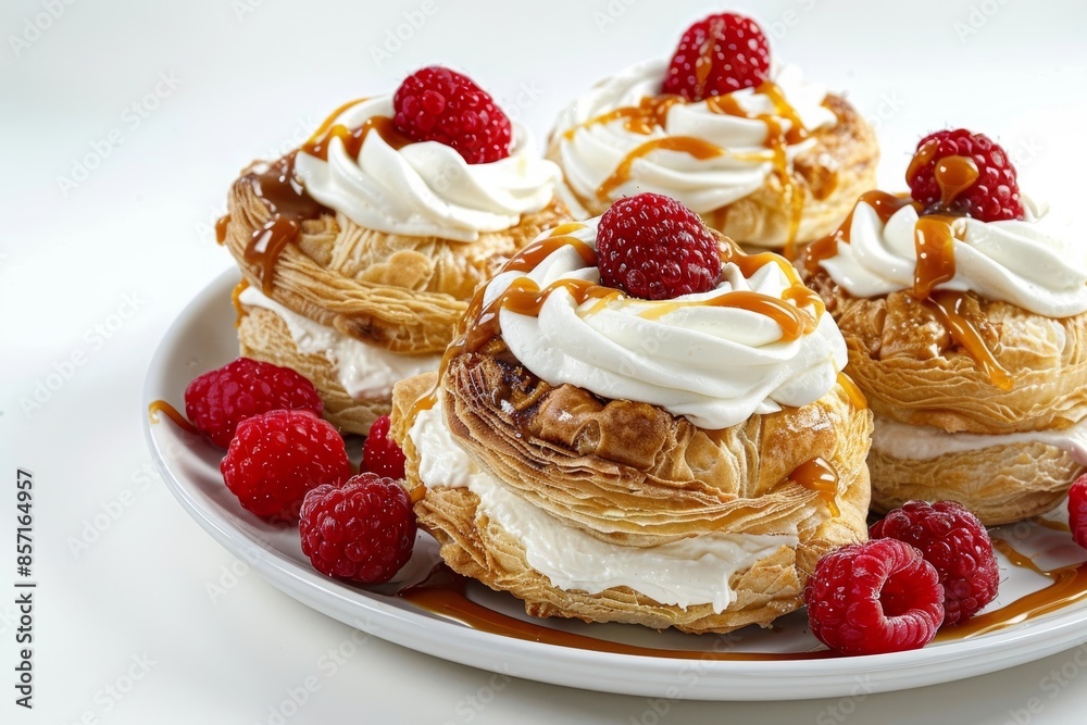 Tempting Caramel Swirl Cream Puffs with Vanilla Filling Tempting Caramel Swirl Cream Puffs with Vanilla Filling