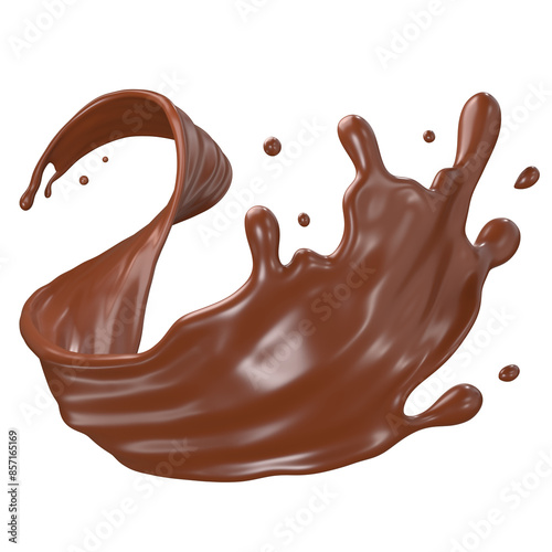 splashe Chocolate isolated swirl 3D render illustration