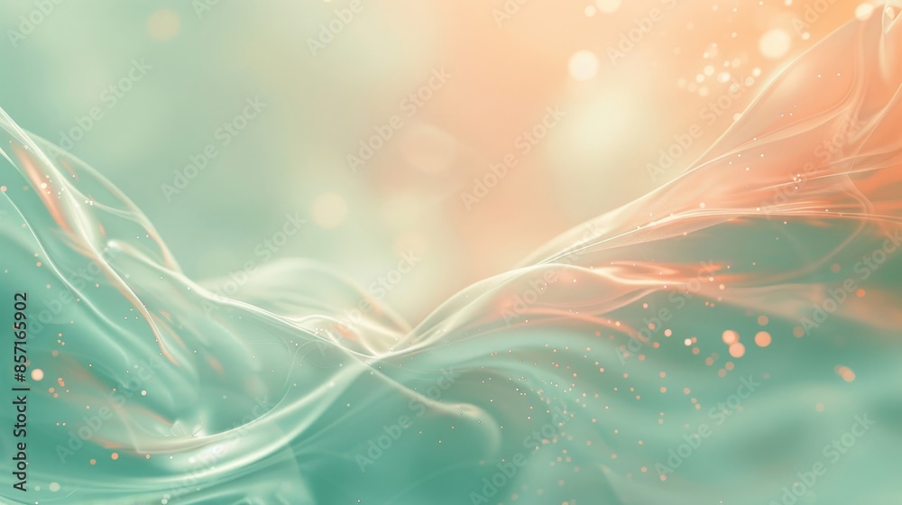 Calming mint green and peach with gentle light reflections bokeh and swirls. background Calming mint green and peach with gentle light reflections bokeh and swirls. background