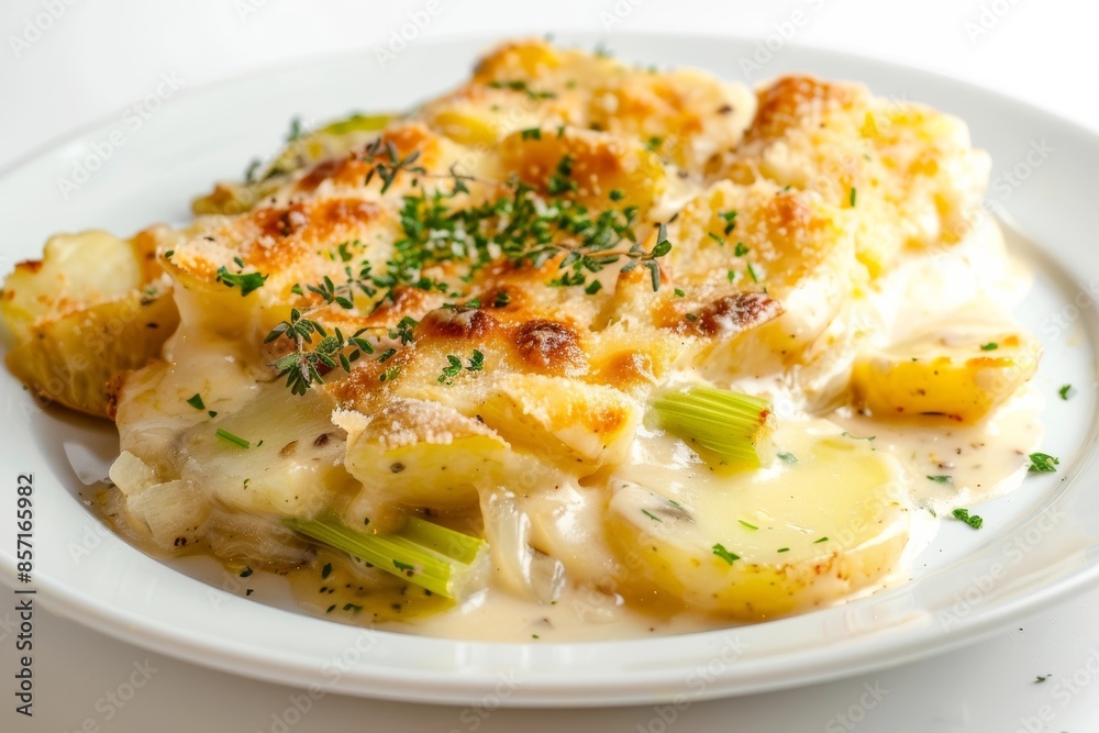 Creamy Celery and Potato Gratin with a Golden Brown Crust Creamy Celery and Potato Gratin with a Golden Brown Crust