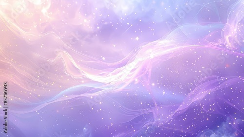 Pastel lilac and pale gold with light trails star clusters and swirling mist. background