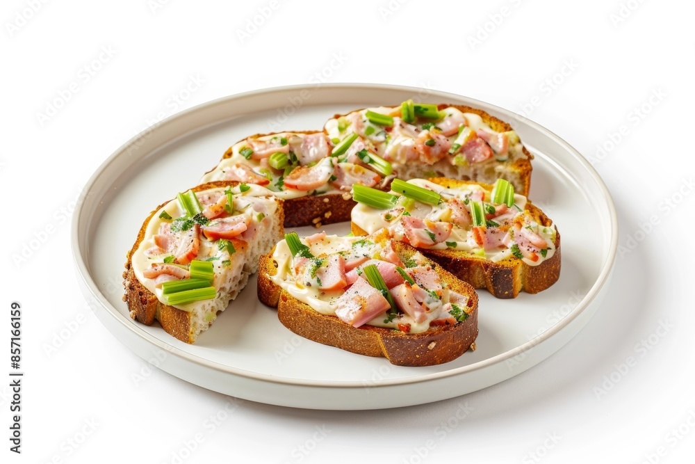Tasty Celery, Ham and Cheese Toasts on Country Bread Tasty Celery, Ham and Cheese Toasts on Country Bread