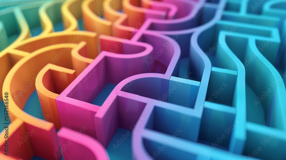 Obraz premium Abstract background. A colored maze made of paper. 3d rendering. 