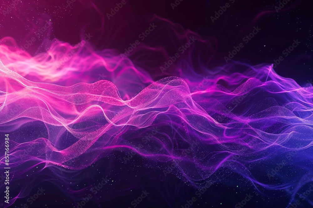 Obraz premium A dark abstract background with waves of purple and pink light