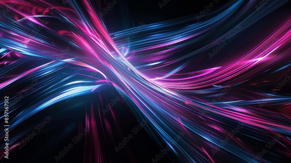 A dark abstract background with streaks of blue and pink light A dark abstract background with streaks of blue and pink light