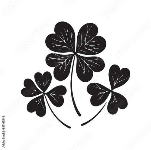 Four leaf clover icon illustration Black icon isolated on white background silhouette