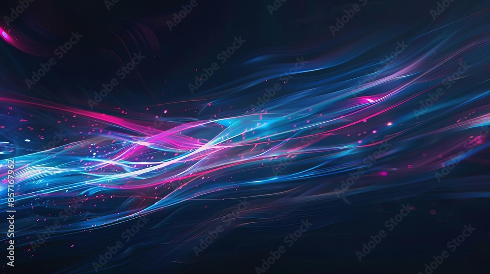 A dark abstract background with streaks of blue and pink light A dark abstract background with streaks of blue and pink light