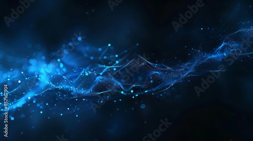 A dark abstract background with blue connected dots © nattapon98