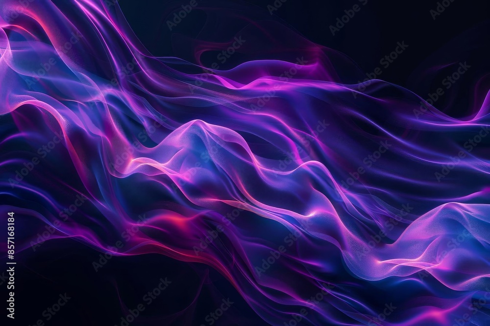 A dark abstract background with flowing waves of purple and pink light A dark abstract background with flowing waves of purple and pink light