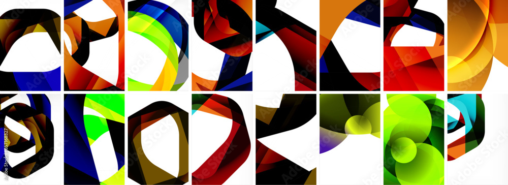 Collection of abstract background with waves, colorful shapes and 3d shadow effect. Vector Illustration For Wallpaper, Banner, Background, Card, Book Illustration, landing page