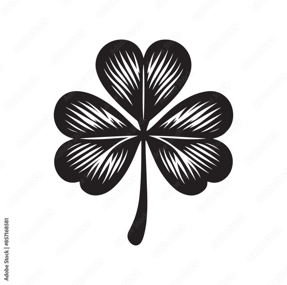 Four leaf clover icon illustration Black icon isolated on white background silhouette Four leaf clover icon illustration Black icon isolated on white background silhouette