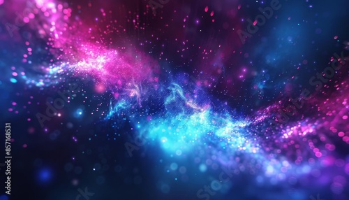 A dark abstract background with a burst of blue and purple light