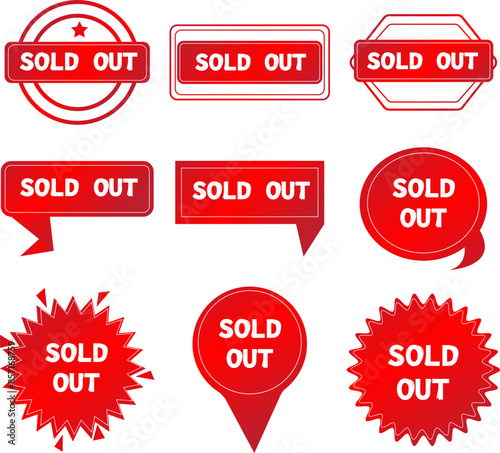 Collection of sold out banners labels stamp and signs vector