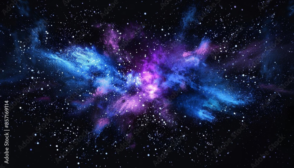 Obraz premium A dark abstract background with a burst of blue and purple light