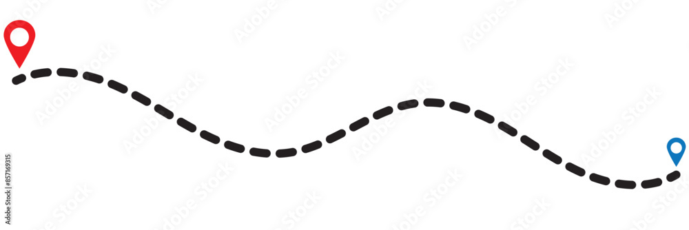 Route location icon on white background. Start and end journey signs symbols. Vector illustration. EPS 10.