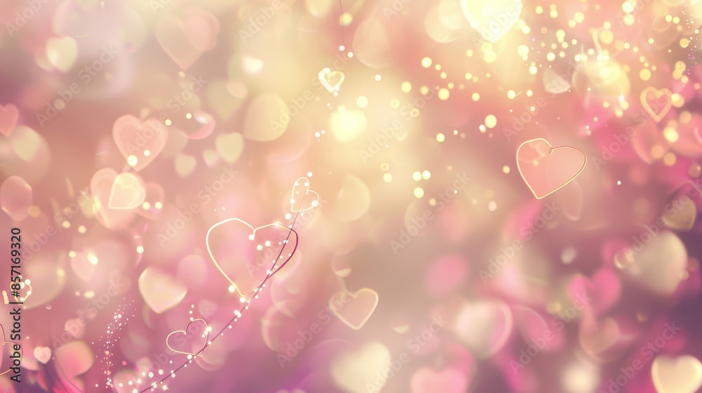 Romantic rose pink and ivory background with bokeh lights and golden particles background Romantic rose pink and ivory background with bokeh lights and golden particles background