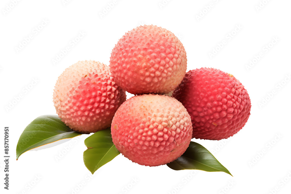 Fresh lychee fruits with green leaves isolated on white background. Juicy tropical fruit perfect for various culinary applications. Fresh lychee fruits with green leaves isolated on white background. Juicy tropical fruit perfect for various culinary applications.