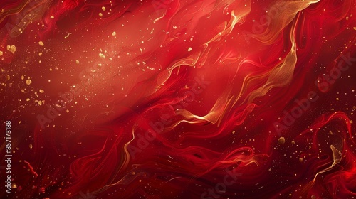 Rich red and gold wallpaper with flowing shapes stars and subtle dragon scales background