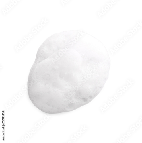 Foam with bubbles isolated on white, above view