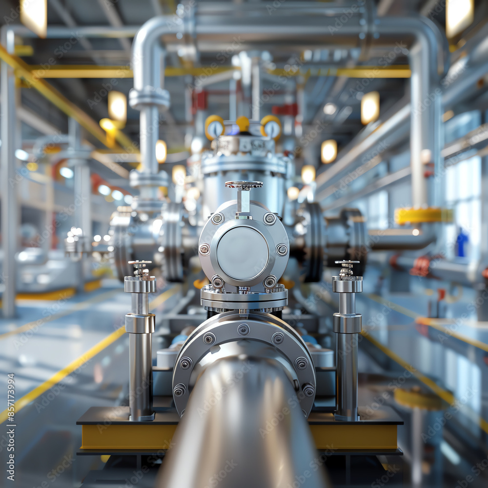 Close-up of industrial machinery and pipeline system in a modern factory. High-quality engineering and technology concepts. Close-up of industrial machinery and pipeline system in a modern factory. High-quality engineering and technology concepts.