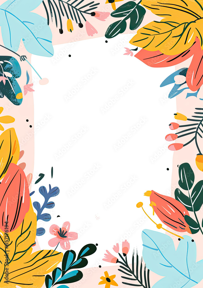 Hello Summer concept design, abstract illustration with jungle exotic leaves, colorful design, summer background and banner, blank space in the center. Hello Summer concept design, abstract illustration with jungle exotic leaves, colorful design, summer background and banner, blank space in the center.