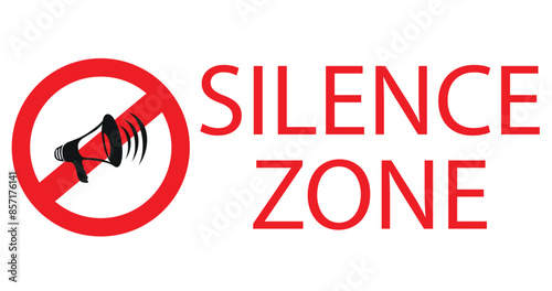 silence zone sign with megaphone vector icon