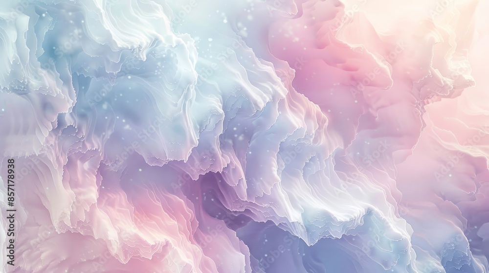 Cloud-like formations in pastel hues with shimmering particles background Cloud-like formations in pastel hues with shimmering particles background