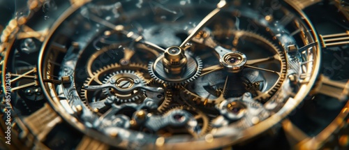 A close-up of a vintage watch mechanism showing intricate gears in
