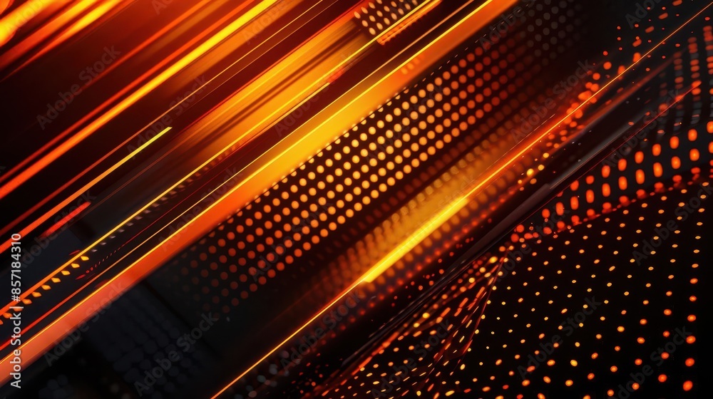 Fototapeta premium futuristic neon orange and black gradient background with glowing lines abstract texture