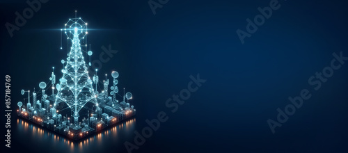 Antenna transmission communication tower ,5G mobile data towers,  Radio signals waves and light rays, radar, wifi, antenna and satellite signal symbols.